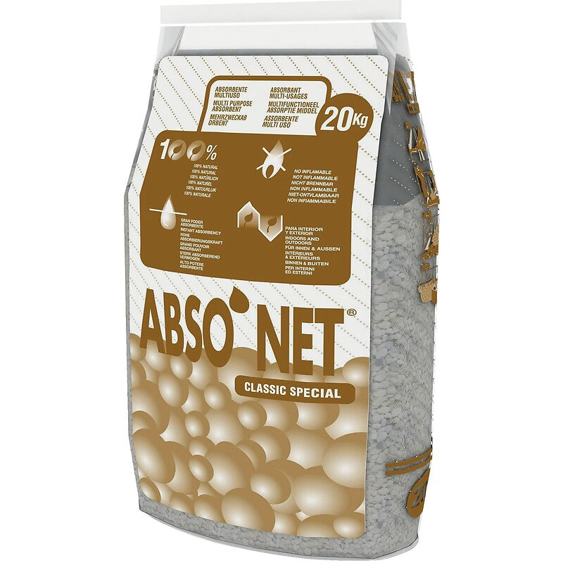 Absorbant abso'net à base de sépiolite, absorbe l'eau, les hydrocarbures, les solvants et les encres, sac de 20kg. achetez en toute tranquillité avec materiel.ci - Côte d'Ivoire, votre expert en ligne en quincaillerie en Côte d'Ivoire. profitez de produits de haute performance livrés directement chez vous.