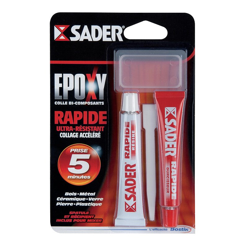 Colle époxy sader rapide, kit de 2 tubes de 15 ml. materiel.ci - Côte d'Ivoire est votre boutique en ligne de référence pour tous vos besoins en quincaillerie en Côte d'Ivoire. découvrez une large gamme de produits de qualité pour vos projets de construction et de rénovation.