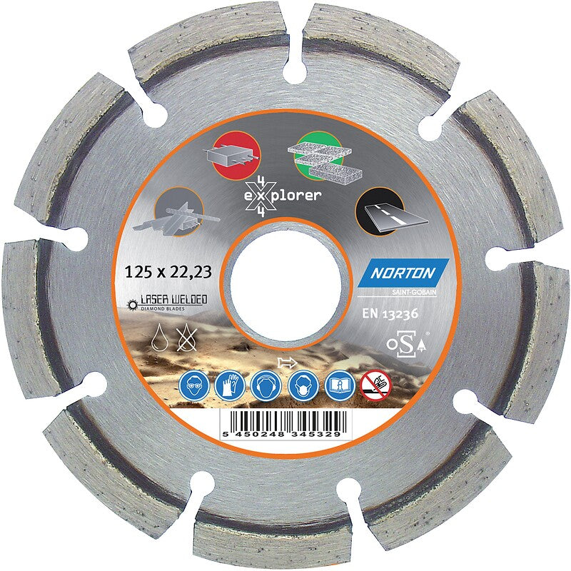 Disque à tronçonner diamant 4x4 explorer ø 125 épaisseur 2,5 mm alésage 22,2 mm. avec materiel.ci - Côte d'Ivoire, accédez à une quincaillerie complète en ligne en Côte d'Ivoire. des produits de qualité et un service client attentif pour vos besoins.