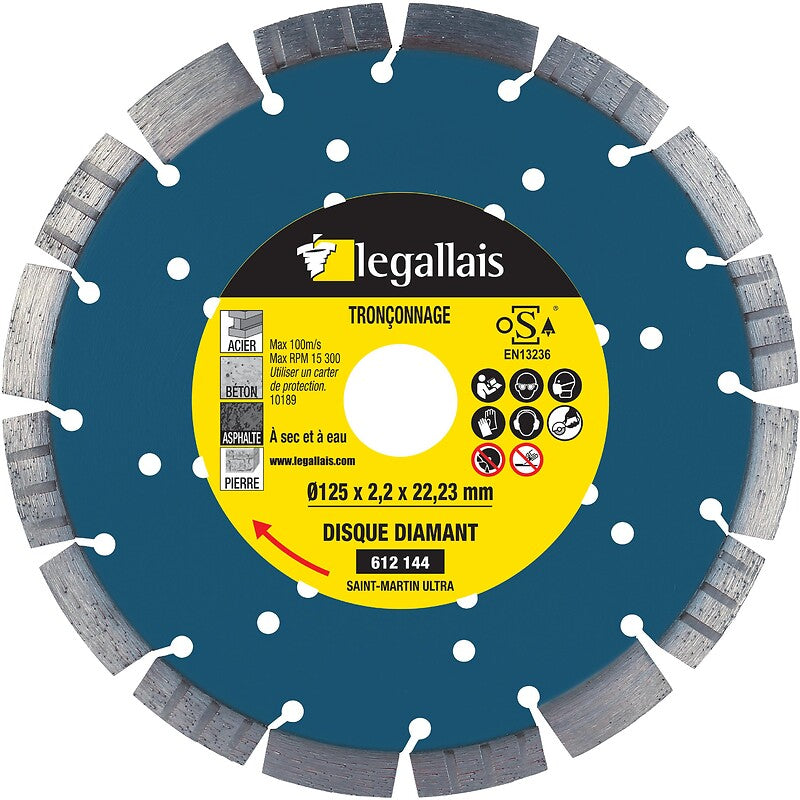 Disque à tronçonner diamant saint-martin ultra polyvalent ø 230 épaisseur 2,6 mm alésage 22,2 mm. materiel.ci - Côte d'Ivoire est votre boutique en ligne de référence pour tous vos besoins en quincaillerie en Côte d'Ivoire. découvrez une large gamme de produits de qualité pour vos projets de construction et de rénovation.