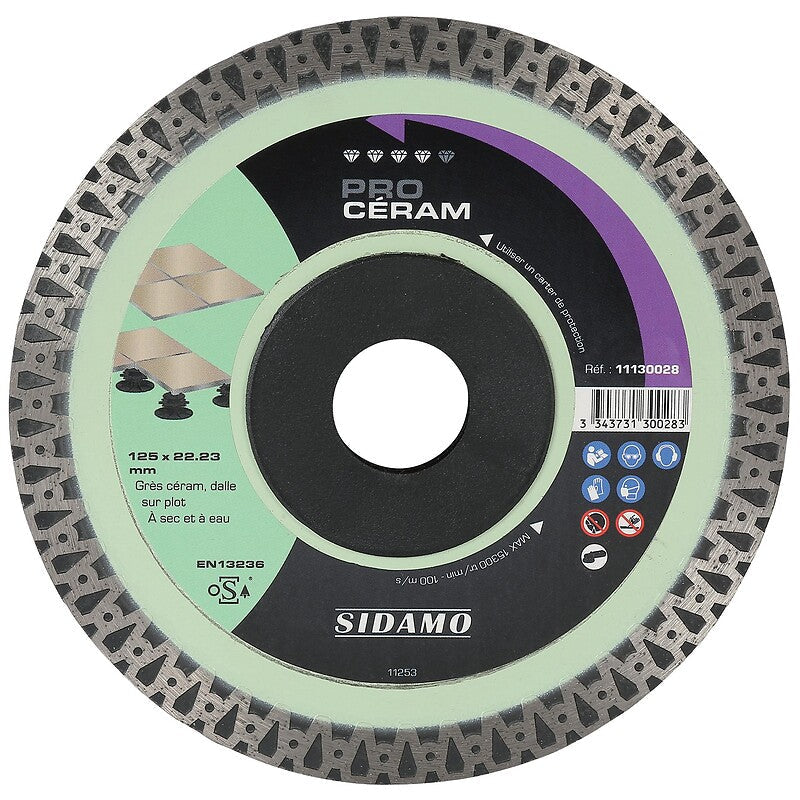 Disque diamant jante continue matériaux de décoration pro céram diamètre 125 mm, épaisseur 1,4 mm, alésage 22,2 mm. faites de materiel.ci - Côte d'Ivoire votre fournisseur en ligne pour tous vos projets de quincaillerie en Côte d'Ivoire. des produits fiables et un service exceptionnel à votre disposition.