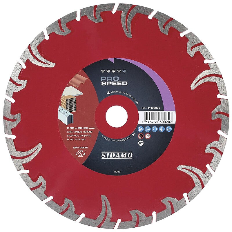 Disque diamant jante segmentée matériaux de construction pro speed diamètre 230 mm, épaisseur 2,6 mm, alésage 22,2 mm. materiel.ci - Côte d'Ivoire, c'est la boutique en ligne qui simplifie vos achats de quincaillerie en Côte d'Ivoire. trouvez tout ce dont vous avez besoin pour vos projets de bricolage et de construction.
