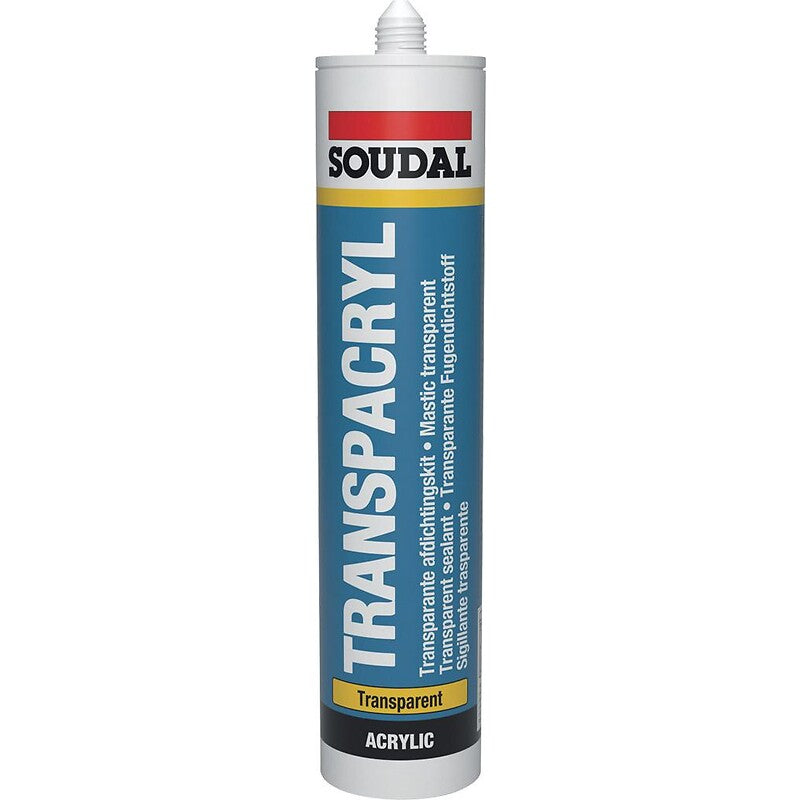 Mastic monocomposant acrylique plasto-élastique transpacryl transparent après séchage jointage 10mm carton de 15x310ml. materiel.ci - Côte d'Ivoire vous facilite la vie avec une boutique en ligne complète pour tous vos besoins en quincaillerie en Côte d'Ivoire. des produits fiables livrés rapidement.