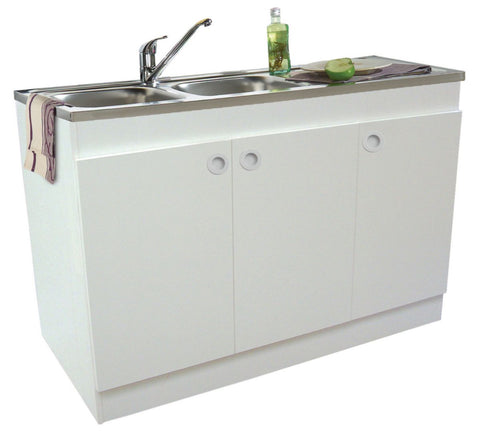 Meuble sous-évier decliq au sol. mélaminé blanc. 3 portes ''nouvelle poignee encastree'' réf s13n23120. materiel.ci - Côte d'Ivoire, votre solution en ligne pour des achats de quincaillerie pratiques et fiables en Côte d'Ivoire. un service client dédié et des produits de premier choix vous attendent.