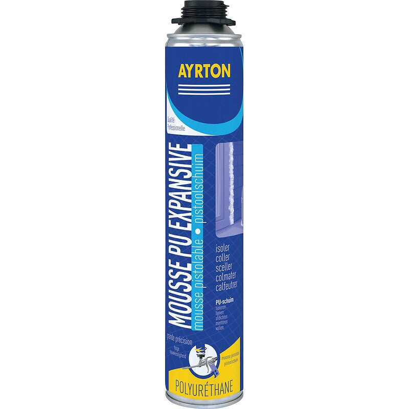 Mousse auto-expansive cartouche pistolable type clic mousse, contenance 750 ml net, carton de 12 cartouches. achetez en toute tranquillité avec materiel.ci - Côte d'Ivoire, votre expert en ligne en quincaillerie en Côte d'Ivoire. profitez de produits de haute performance livrés directement chez vous.