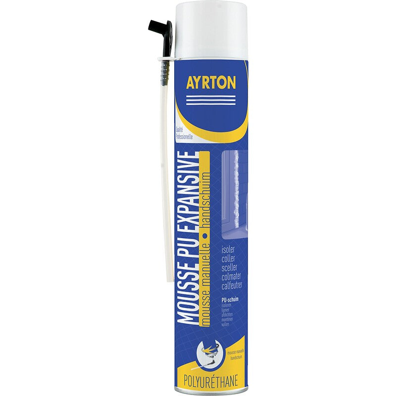 Mousse polyuréthane auto-expansive cartouche manuelle, contenance 750 ml net, carton de 12 cartouches. pour une quincaillerie de qualité en Côte d'Ivoire, faites confiance à materiel.ci - Côte d'Ivoire, votre boutique en ligne. des produits sélectionnés avec soin et un service exceptionnel.