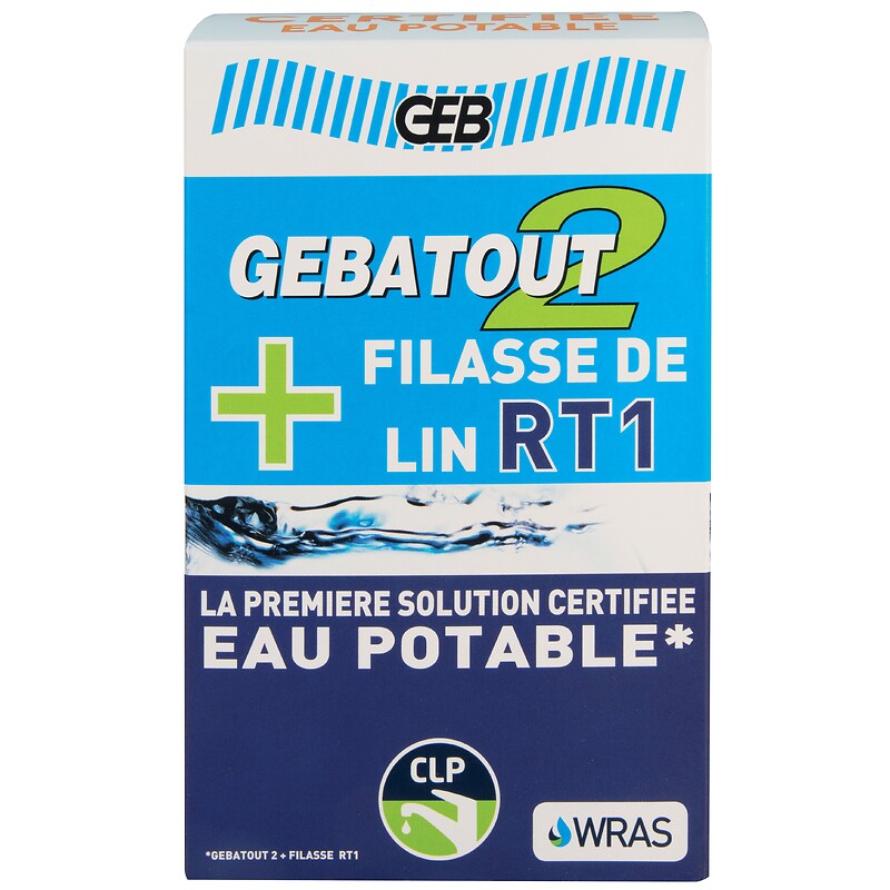 Pack gebatout2 + filasse rt1, 500g de pâte et 80g de filasse, étanchéité des raccords filetés certifiée eau potable. pour des achats de quincaillerie en ligne en Côte d'Ivoire, choisissez materiel.ci - Côte d'Ivoire. une vaste sélection de produits de qualité pour tous vos projets.