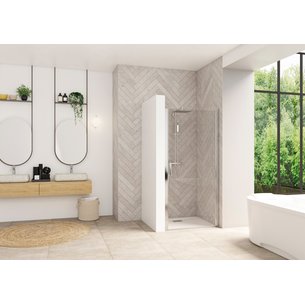 Paroi de douche smart design porte pivotante sans seuil 100 cm profilé chromé verre transparent réf. pa9046ctne. achetez en toute tranquillité avec materiel.ci - Côte d'Ivoire, votre expert en ligne en quincaillerie en Côte d'Ivoire. profitez de produits de haute performance livrés directement chez vous.