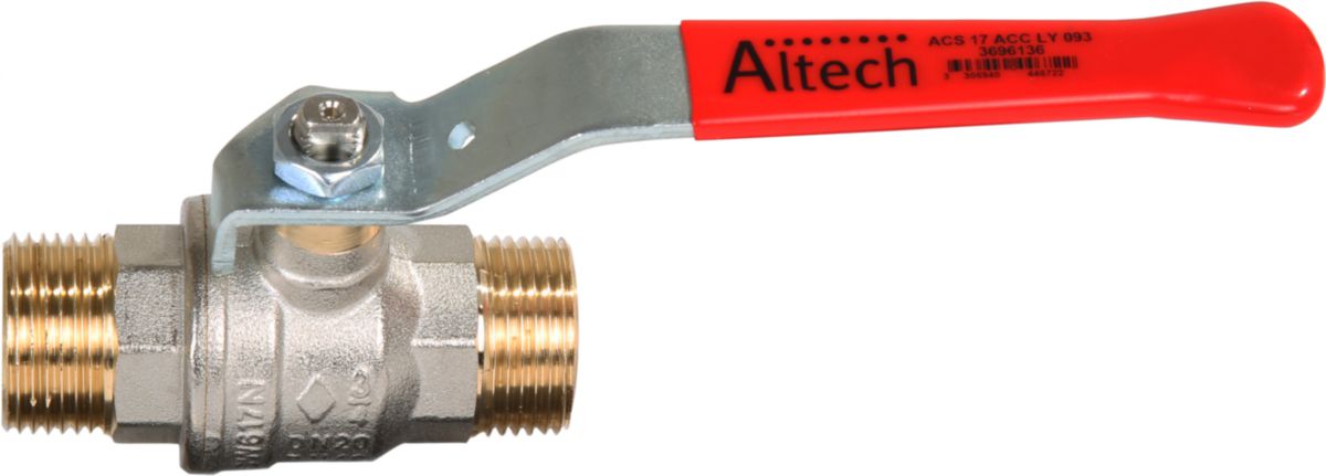 Robinet à tournant sphérique passage intégral. poignée rouge en acier verni. altech 301 acs laiton nickelé mm dn 1/2. optez pour materiel.ci - Côte d'Ivoire, votre boutique en ligne de quincaillerie en Côte d'Ivoire, pour des produits de qualité et un service client irréprochable.