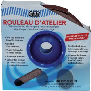 Rouleau d'atelier toile abrasive grain 80 en rouleau de 38mmx25m en boîte dévidoir réf. 836002. avec materiel.ci - Côte d'Ivoire, accédez à une quincaillerie complète en ligne en Côte d'Ivoire. des produits de qualité et un service client attentif pour vos besoins.