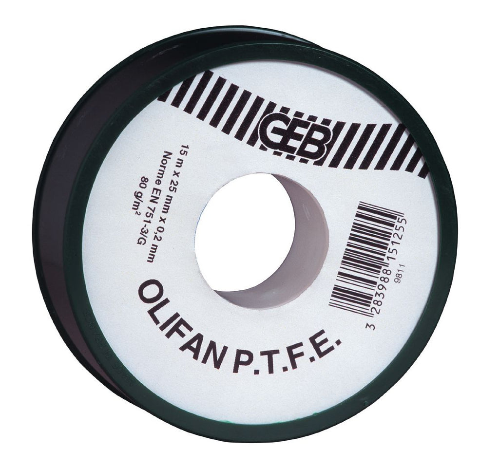 Ruban d'étanchéité olifan ptfe épaisseur supérieure, spécial gros diamètres 25mmx15mx0,2mm cache vert réf 815125. materiel.ci - Côte d'Ivoire simplifie vos achats de quincaillerie avec une boutique en ligne pratique en Côte d'Ivoire. découvrez notre large gamme de produits et commandez en toute sécurité.