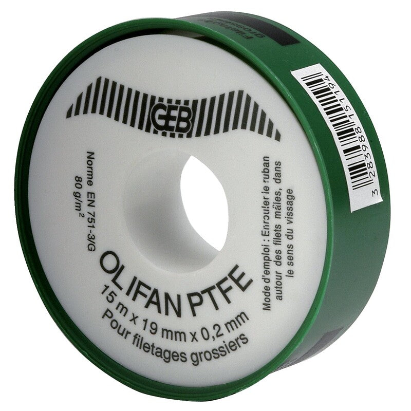Ruban ptfe gros diamètre pour l'étanchéité des raccords filetés, largeur 19 mm x épaisseur 0,20 mm, le rouleau de 15 m. materiel.ci - Côte d'Ivoire vous offre la commodité d'une boutique en ligne avec la qualité de produits de quincaillerie fiables en Côte d'Ivoire. commandez et recevez rapidement chez vous.