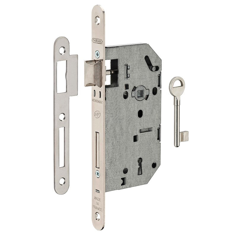 Serrure à larder nf type monomax axe à 50 mm clé l têtière nickelée avec gâche. materiel.ci - Côte d'Ivoire, votre boutique en ligne de quincaillerie en Côte d'Ivoire, offre des solutions pratiques et fiables. commandez facilement et recevez rapidement.