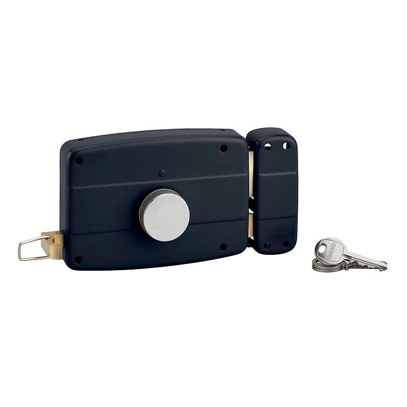 Serrure en applique horizontale à tirage et bouton pour porte de garage, cylindre ø 25 dépassant de 32 mm 3 clés gauche. avec materiel.ci - Côte d'Ivoire, accédez à une quincaillerie complète en ligne en Côte d'Ivoire. des produits de qualité et un service client attentif pour vos besoins.