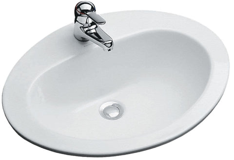 Vasque OVALE 63 x 48 blanc percée 1 trou, prépercée 2 trous Réf. E1273-00