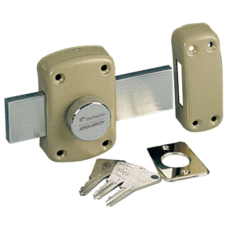 Verrou à bouton pour porte fine garage et cave cyclop type 7600 - longueur du pêne 110 mm. optez pour materiel.ci - Côte d'Ivoire, votre boutique en ligne de quincaillerie en Côte d'Ivoire, pour des produits de qualité et un service client irréprochable.