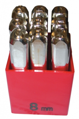 Alphabet de marquage par frappe 26 lettres + point - hauteur 8 mm. disponible abidjan cote d'ivoire.