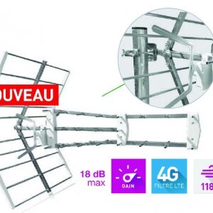 Antenne tnt hertzienne 18 hd 4g filtre lte canaux 21-60 gain 18 db. disponible abidjan cote d'ivoire.