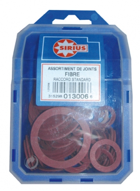 Assortiment joints fibres pour raccord fileté de 8/13 à 40/49 en coffret plast. disponible abidjan cote d'ivoire.