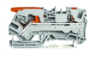 Borne de passage pour 2 conducteurs avec levier et poussoir; 6 mm² - gris. disponible abidjan cote d'ivoire.