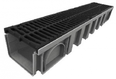 Caniveau 200 x 1000 mm - 2 grilles passerelle fonte - h 142 mm - coloris gris clair / noir. disponible abidjan cote d'ivoire.