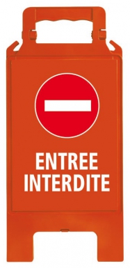 Chevalet "entree interdite" - rouge, marquage blanc. disponible abidjan cote d'ivoire.