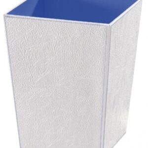Corbeille à papier - ecopelle - 23 x 23 x h 30 cm - cuir et tissus synthétiques - structure bois - blanc. disponible abidjan cote d'ivoire.