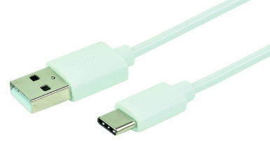 Cordon usb c mâle / usb a mâle compatible smart charge (3a) prises et gaine en pvc blanc - longueur 2 m. disponible abidjan cote d'ivoire.