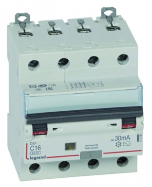 Disjoncteur différentiel monobloc dx³6000 10ka arrivée haute et départ bas à vis 4p 400v~ - 25a - typeac 30ma. disponible abidjan cote d'ivoire.