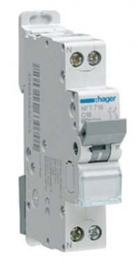 Disjoncteur mjt à bornes décalées 1 ph+n courbe c 6ka - in 16a. disponible abidjan cote d'ivoire.