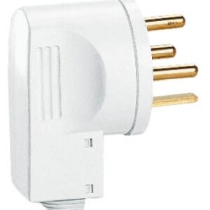 Fiche plastique 3p+t 20a avec serre-câble sortie latérale col. disponible abidjan cote d'ivoire.