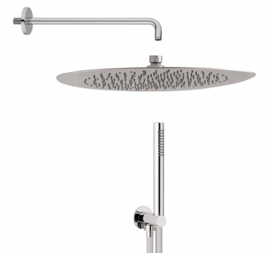 Kit de douche complet kt015c02q : pomme de douche 250 mm acier inox - bras de douche l 350 mm - set de douche sortie murale - support fixe douchette ronde - flexible 150 mm. disponible abidjan cote d'ivoire.