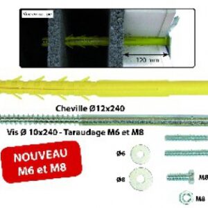 KIT SACHET DE 2 CHEVILLES Ø 12X240 M6 ET M8. Chez Quincaillerie Sénégalaise, la satisfaction de nos clients est notre priorité. Explorez nos produits pour le bâtiment, la plomberie et l'industrie. Achetez facilement et recevez vos articles directement chez vous.