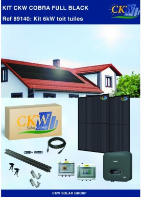 Kit solaire full black cobra 6kw - 8 micro-onduleur 800w -16 panneaux 375w - toit tuile. disponible abidjan cote d'ivoire.