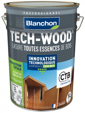 Lasure tech-wood® - rendement indicatif : 10-14 m²/l/couche - chêne clair - cond. disponible abidjan cote d'ivoire.