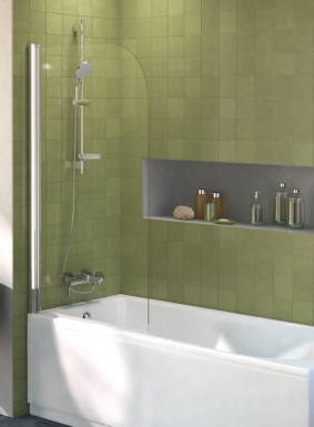 Pare-baignoire mobile connect - arrondi 80 - h 1400 - verre transparent - profilés argent brillant. disponible abidjan cote d'ivoire.