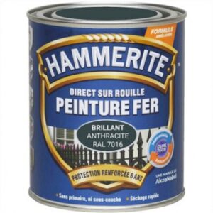 Peinture hammerite - application directe sur rouille - séchage rapide - imperméable et anticorrosif - 0,75 l - brillant laqué - gris nuage. disponible abidjan cote d'ivoire.