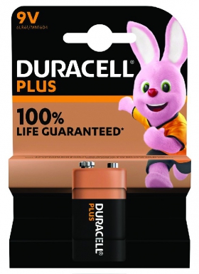 Pile alcaline duracell plus 6lr61 +100% extra life  - 9 v - blister 1 pile. disponible abidjan cote d'ivoire.