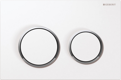 Plaque de déclenchement omega20 double touche - blanc/chromé brillant. disponible abidjan cote d'ivoire.