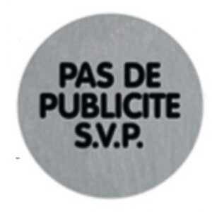 Plaquette alu brossé adhésive ø 75 mm pas de publicité svp ( texte ). disponible abidjan cote d'ivoire.