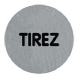 Plaquette alu brossé adhésive ø 75 mm tirez ( texte ). disponible abidjan cote d'ivoire.