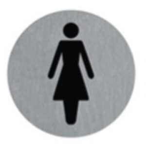 Plaquette alu brossé adhésive ø 75 mm toilettes femmes. disponible abidjan cote d'ivoire.