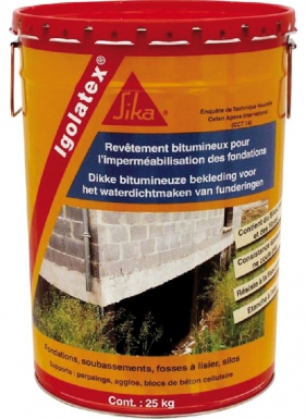 REVÊTEMENT BITUMINEUX SIKA IGOLATEX POUR L'IMPERMÉABILISATION DES FONDATIONS - BIDON 25 KG. Avec Quincaillerie Sénégalaise, obtenez les meilleurs produits pour vos besoins en plomberie, bâtiment, et industrie. Nos offres compétitives vous permettent de réussir vos projets facilement.