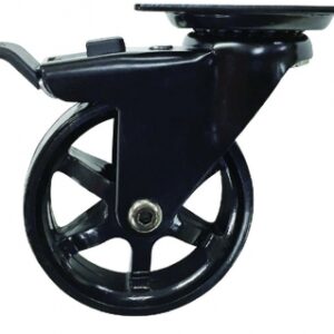 Roulette " wagons " 75 mm noir brillant - bandage tpu et frein charge 50 kg dim. disponible abidjan cote d'ivoire.