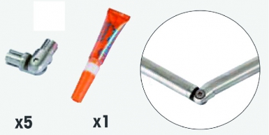 Sachet de 5 coudes inox pour angle variable 90° à 180° + colle. disponible abidjan cote d'ivoire.