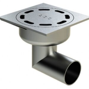 Siphon inox 150 x 150 mm à sortie horizontale ø 50 mm - finition brossé. disponible abidjan cote d'ivoire.