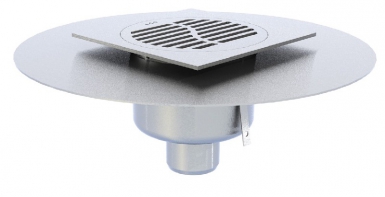 Siphon inox avec platine fixe 100 x 100 mm à sortie verticale ø 40 - sans verrouillage - finition brossée. disponible abidjan cote d'ivoire.