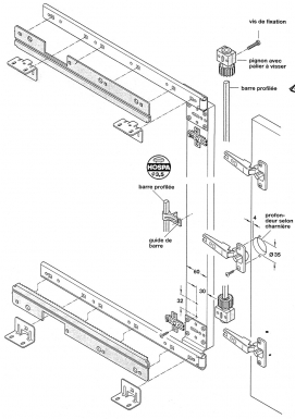 Synchro pour glissière métallique escamotable charge 25 kg 450 mm. disponible abidjan cote d'ivoire.