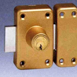 Verrou " city 26 " à 2 entrées bronzé or, gâche " bois " cyl. disponible abidjan cote d'ivoire.